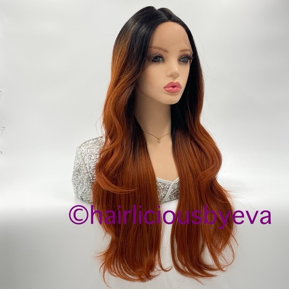 Copper orange wig ombré black